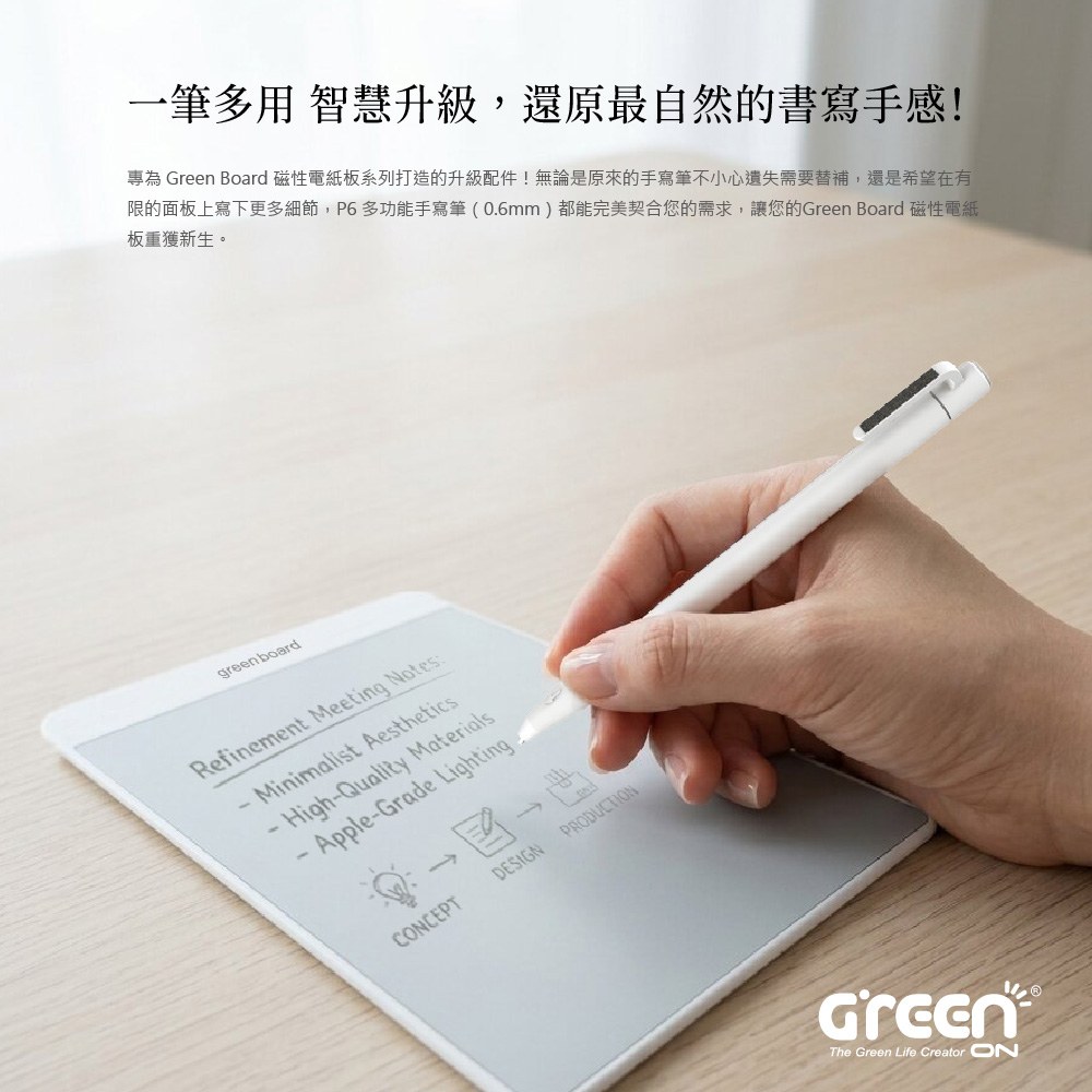 Green Board 0.6mm 全功能手寫筆 精緻筆尖,流暢書寫