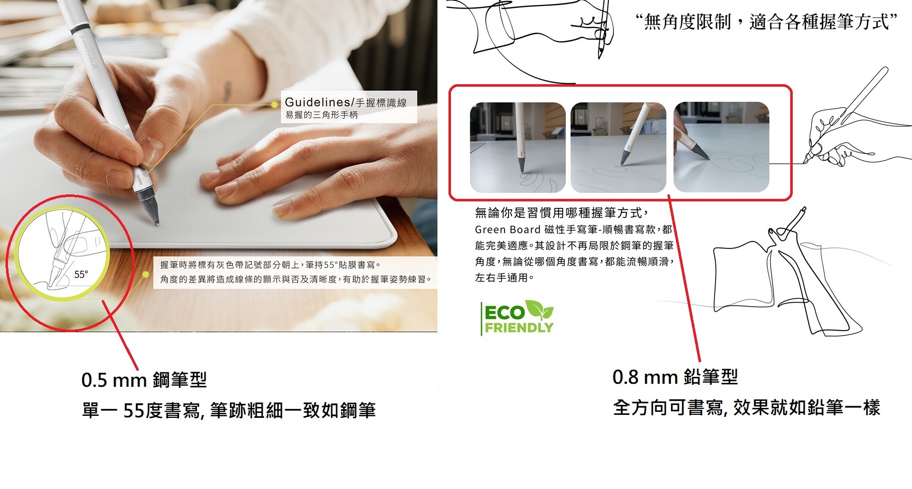 Green Board 磁性電紙板專用手寫筆鋼筆型和鉛筆型